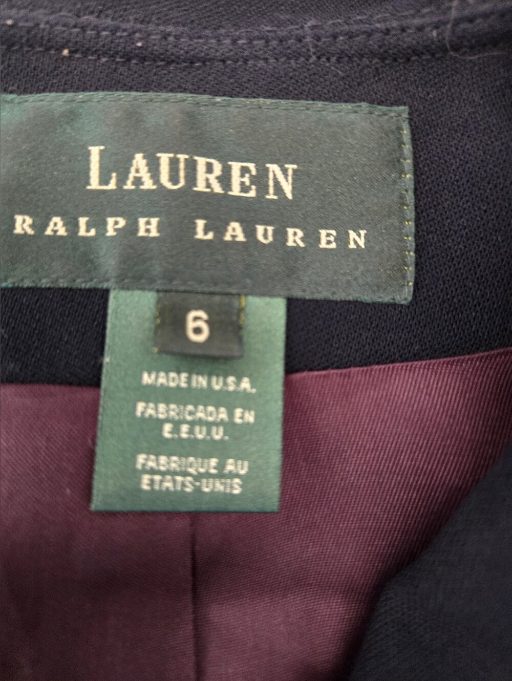 Ralph Lauren Navy 100% Worsted Wool Ruffle Front Blazer. Size 6 - Picture 8 of 13